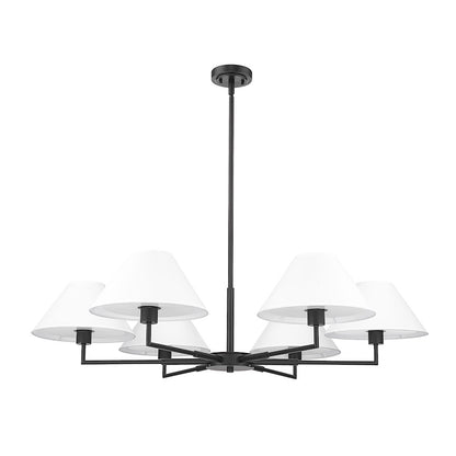6 Light 44" Chandelier, Matte Black