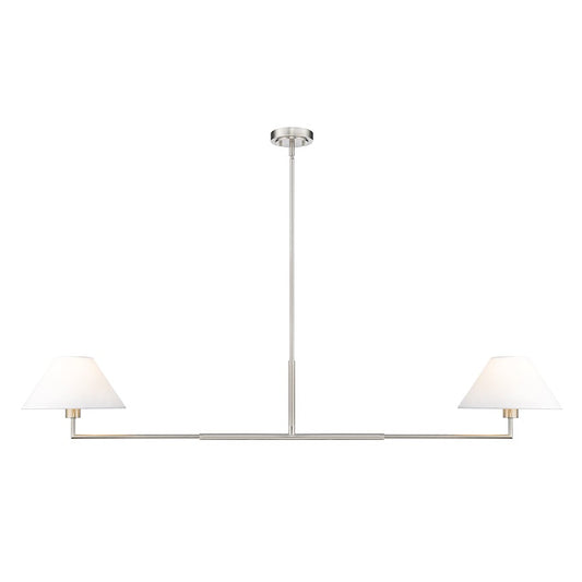 Z-Lite Leila 2 Light 62" Chandelier, Brushed Nickel/White Linen - 744-62L-BN