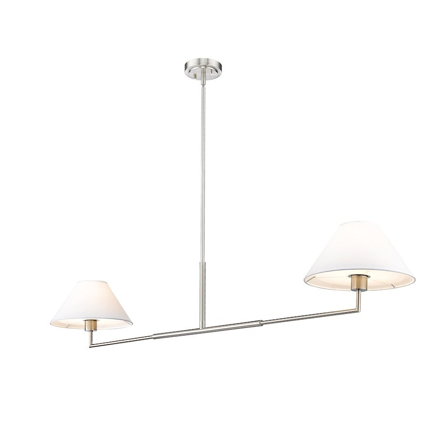 2 Light 62" Chandelier, Brushed Nickel