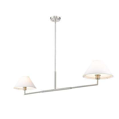 2 Light 62" Chandelier, Brushed Nickel
