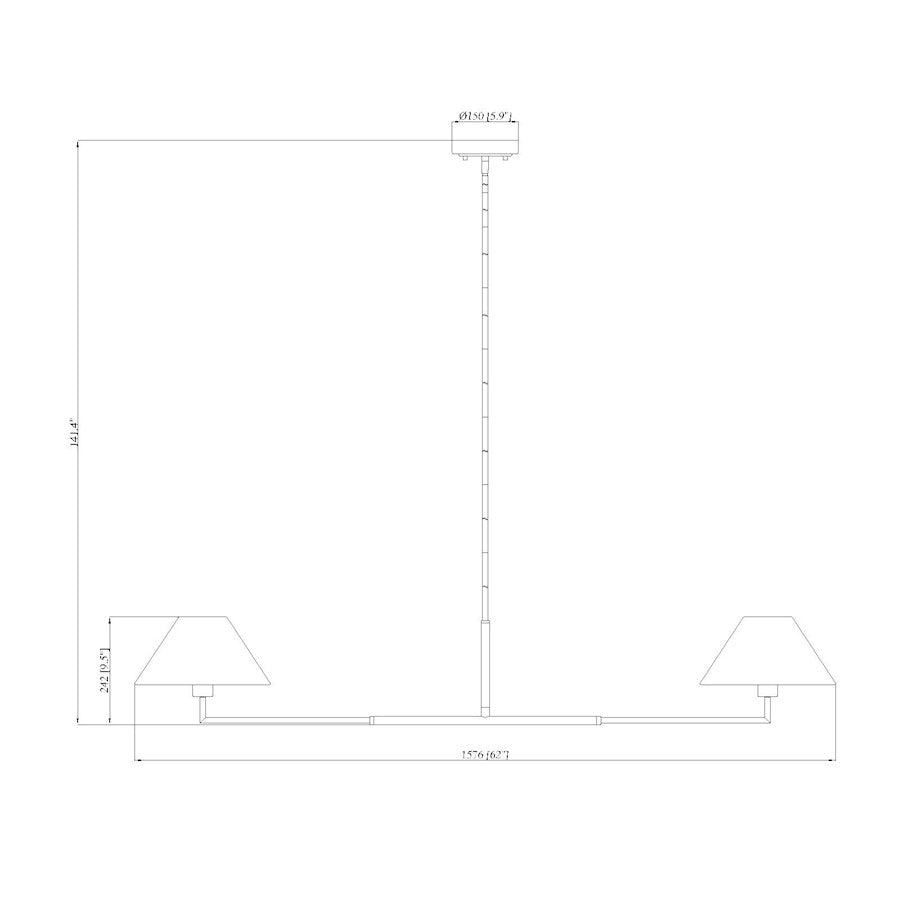 2 Light 62" Chandelier, Brushed Nickel