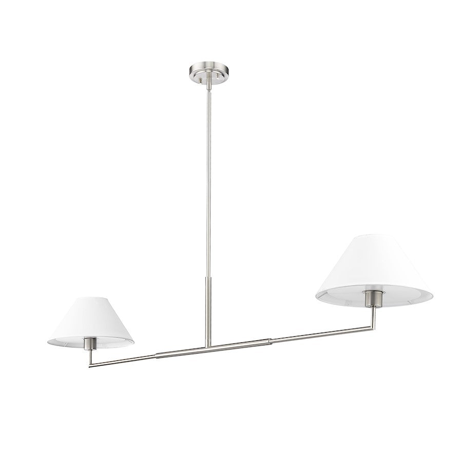 2 Light 62" Chandelier, Brushed Nickel