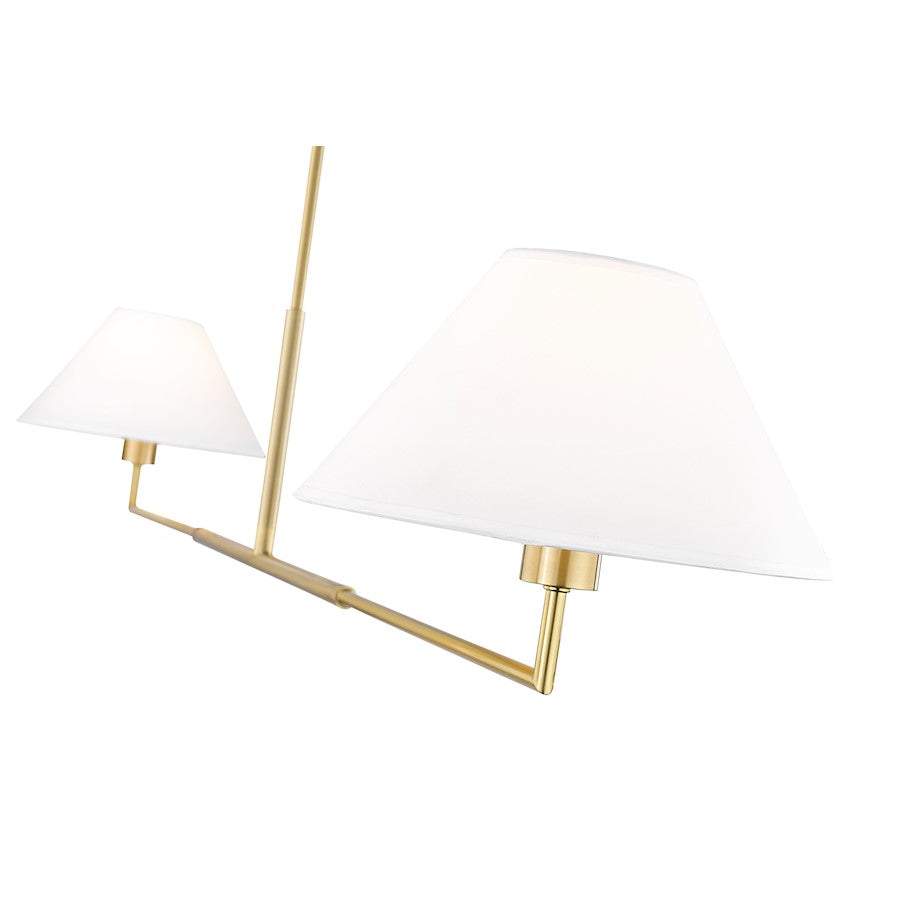 2 Light 62" Chandelier, Luxe Gold