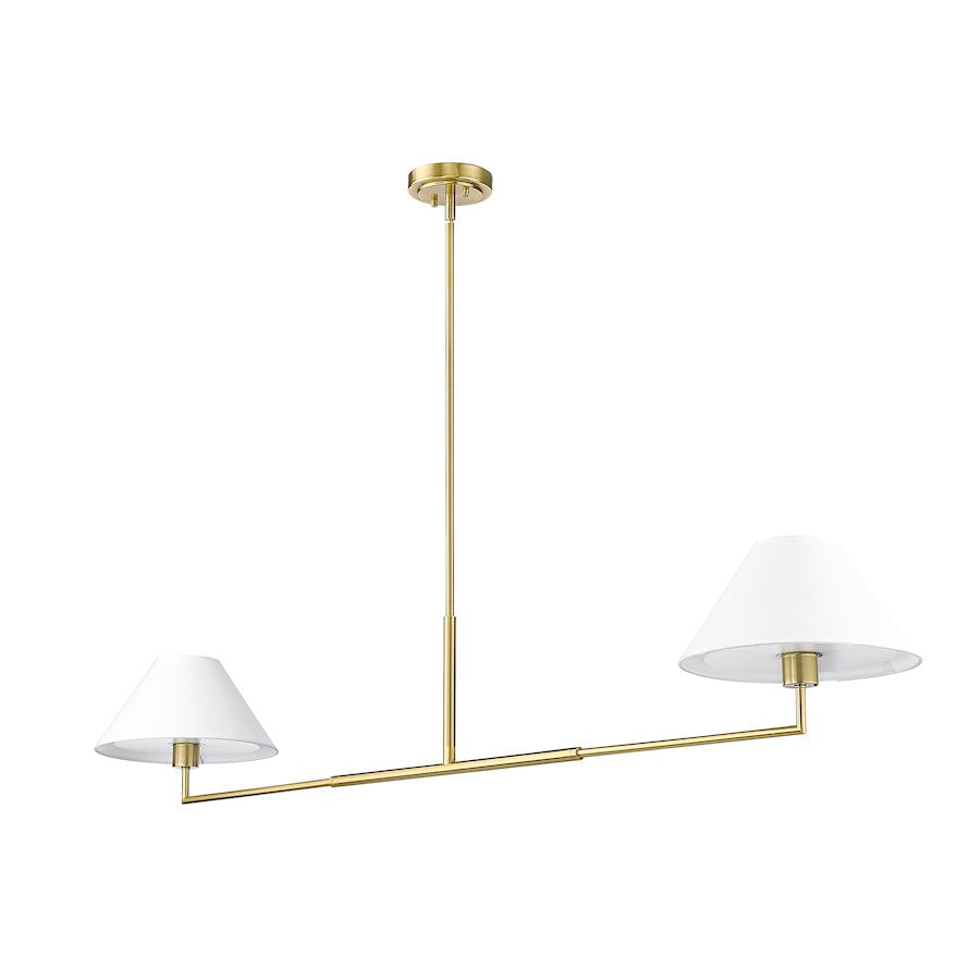 2 Light 62" Chandelier, Luxe Gold