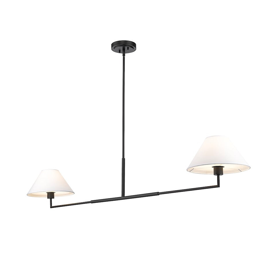 2 Light 62" Chandelier, Matte Black