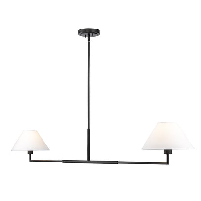 2 Light 62" Chandelier, Matte Black