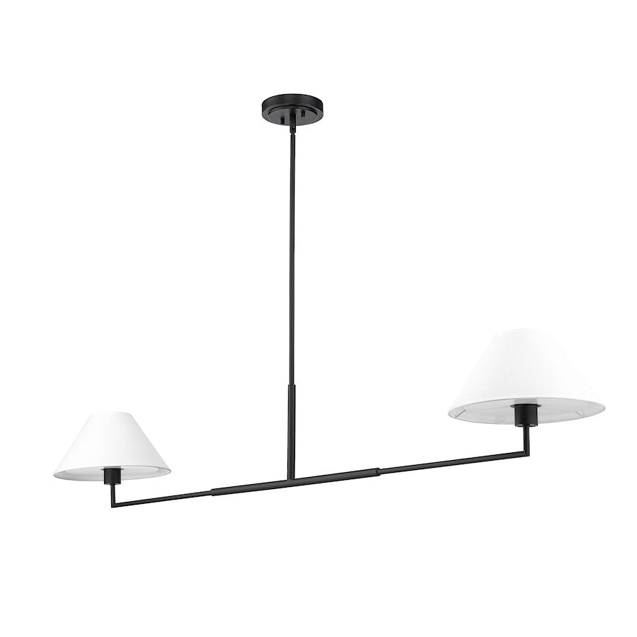 2 Light 62" Chandelier, Matte Black