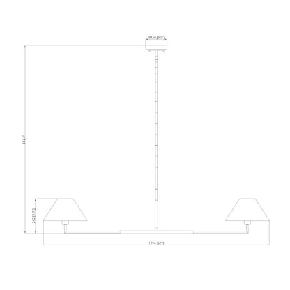 2 Light 62" Chandelier, Matte Black