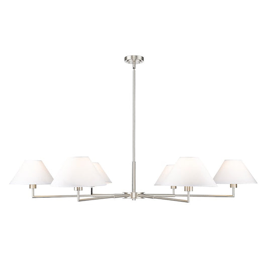 Z-Lite Leila 6 Light 63" Chandelier, Brushed Nickel/White Linen - 744-63R-BN
