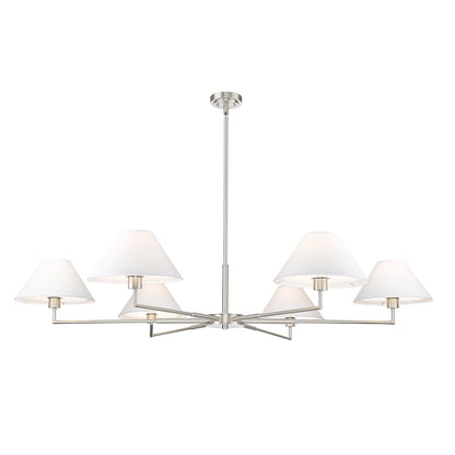 6 Light 63" Chandelier, Brushed Nickel