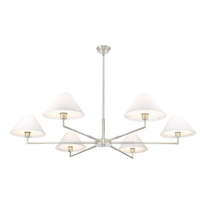 6 Light 63" Chandelier, Brushed Nickel