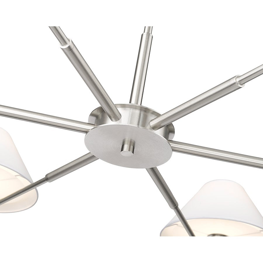 6 Light 63" Chandelier, Brushed Nickel