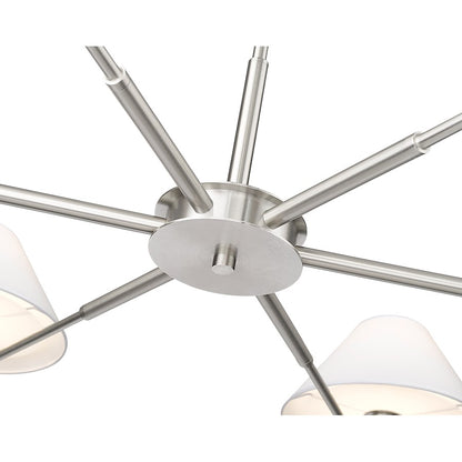 6 Light 63" Chandelier, Brushed Nickel