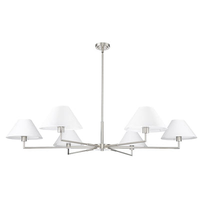 6 Light 63" Chandelier, Brushed Nickel