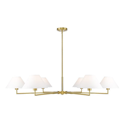 Z-Lite Leila 6 Light 63" Chandelier, Luxe Gold/White Linen - 744-63R-LG