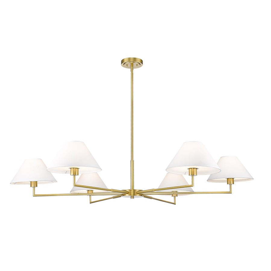 6 Light 63" Chandelier, Luxe Gold