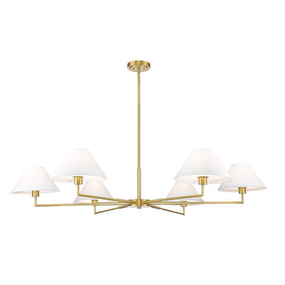 6 Light 63" Chandelier, Luxe Gold