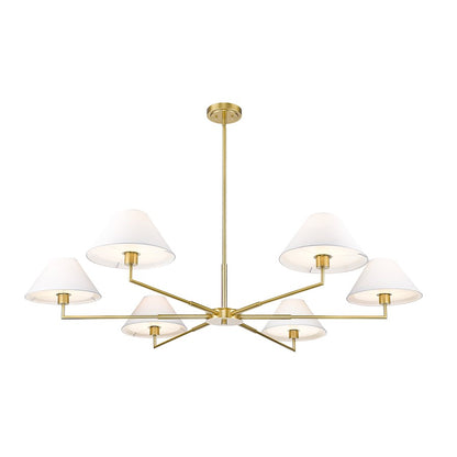 6 Light 63" Chandelier, Luxe Gold
