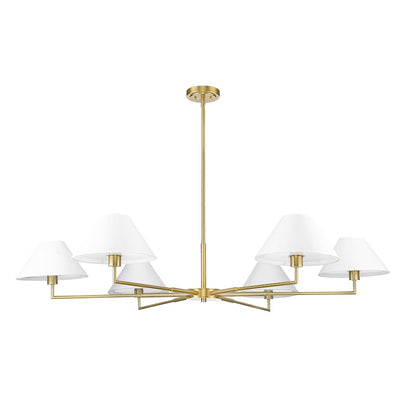 6 Light 63" Chandelier, Luxe Gold
