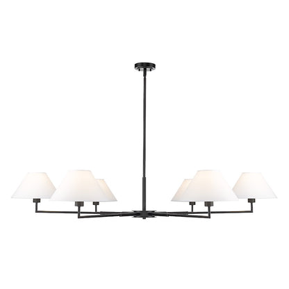 Z-Lite Leila 6 Light 63" Chandelier, Matte Black/White Linen - 744-63R-MB