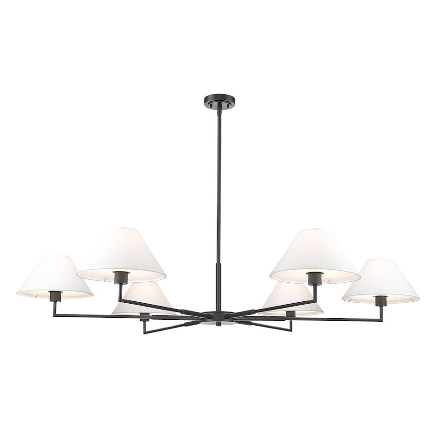 6 Light 63" Chandelier, Matte Black