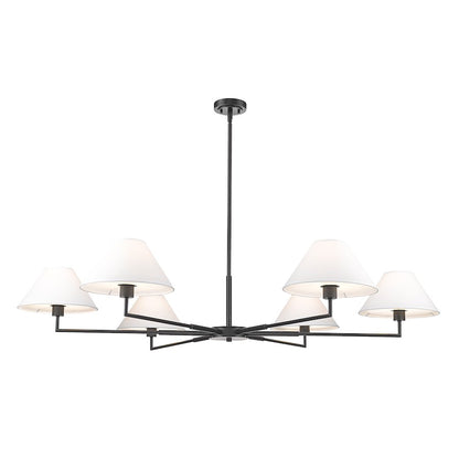 6 Light 63" Chandelier, Matte Black