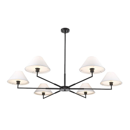6 Light 63" Chandelier, Matte Black