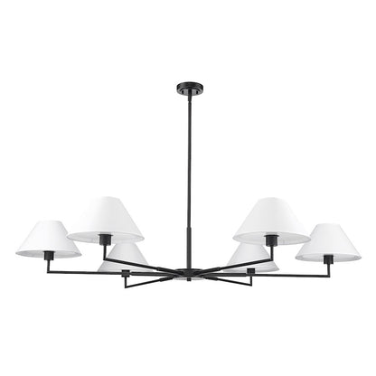 6 Light 63" Chandelier, Matte Black