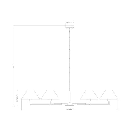 6 Light 63" Chandelier, Matte Black