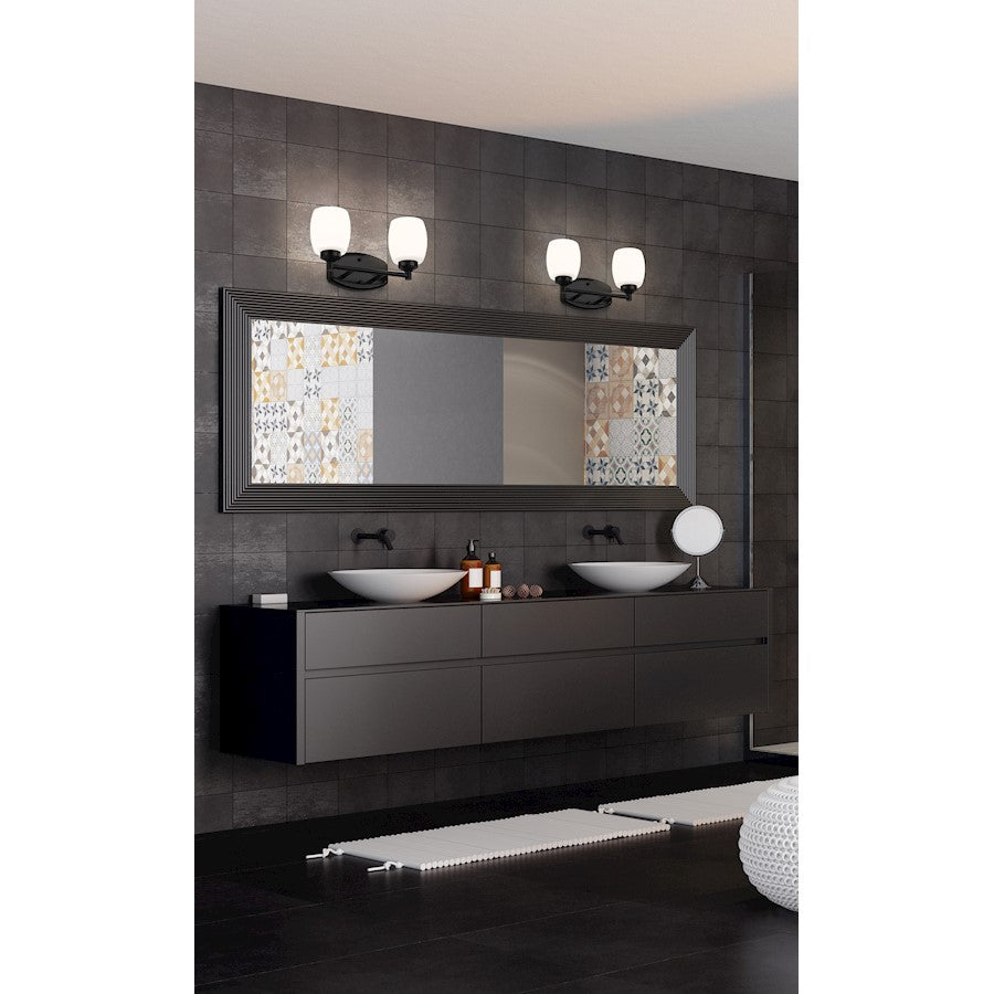 2 Light 15" Bathroom Vanity Light, Matte Black