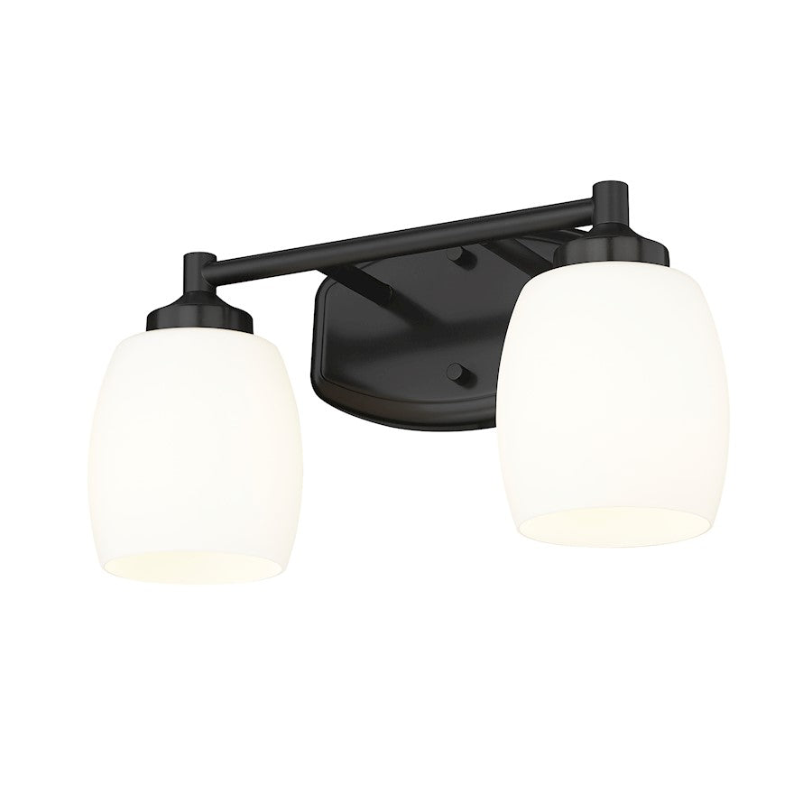 2 Light 15" Bathroom Vanity Light, Matte Black