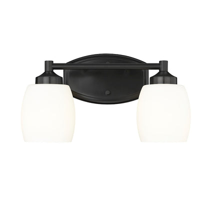 2 Light 15" Bathroom Vanity Light, Matte Black