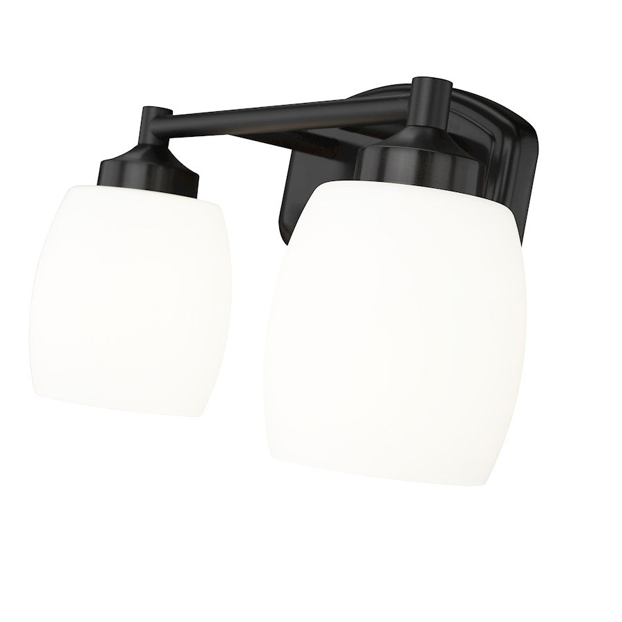 2 Light 15" Bathroom Vanity Light, Matte Black