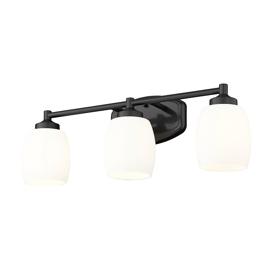 3 Light 23" Bathroom Vanity Light, Matte Black