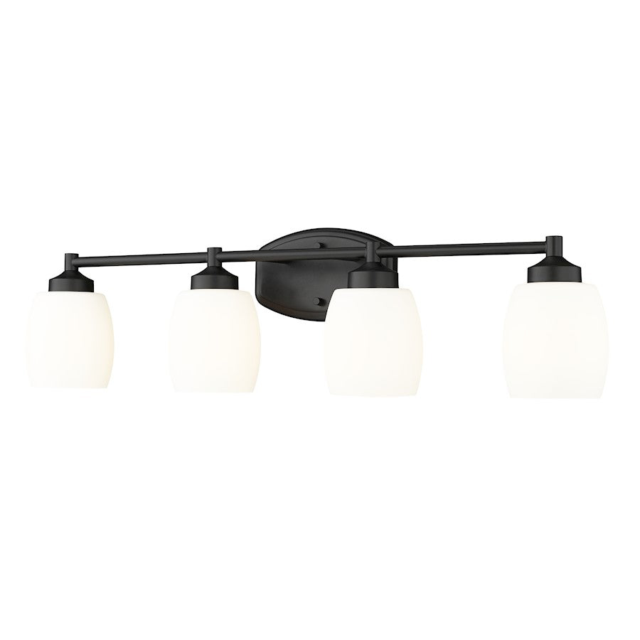 Z-Lite Kendrick 4 Light 31.25" Vanity, Matte Black/Matte Opal - 745-4V-MB