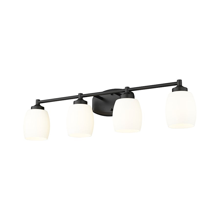 4 Light 31.25" Bathroom Vanity Light, Matte Black