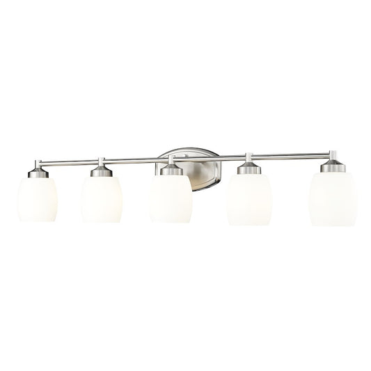 Z-Lite Kendrick 5 Light 39.25" Vanity, Brushed Nickel/Matte Opal - 745-5V-BN