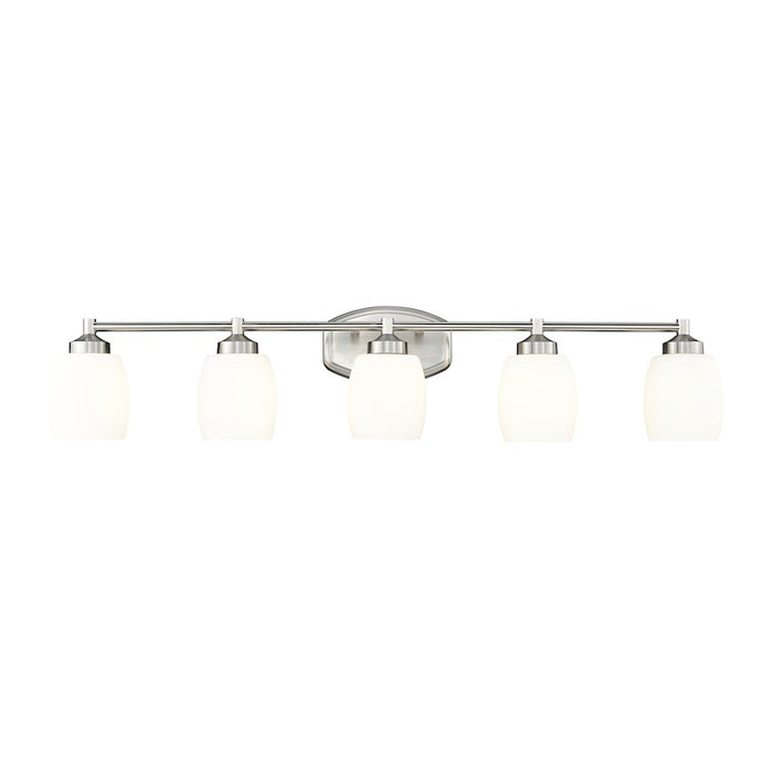 Z-Lite Kendrick 5 Light 39.25" Vanity, Brushed Nickel/Matte Opal