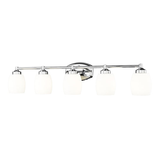 Z-Lite Kendrick 5 Light 39.25" Vanity, Chrome/Matte Opal - 745-5V-CH