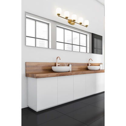 5 Light 39.25" Bathroom Vanity Light, Luxe Gold