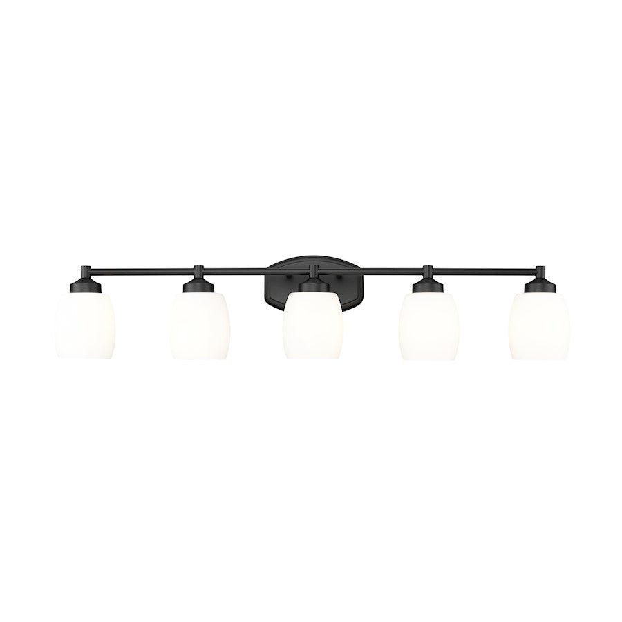 5 Light 39.25" Bathroom Vanity Light, Matte Black