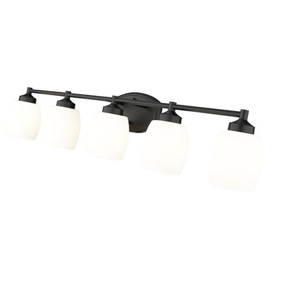 5 Light 39.25" Bathroom Vanity Light, Matte Black