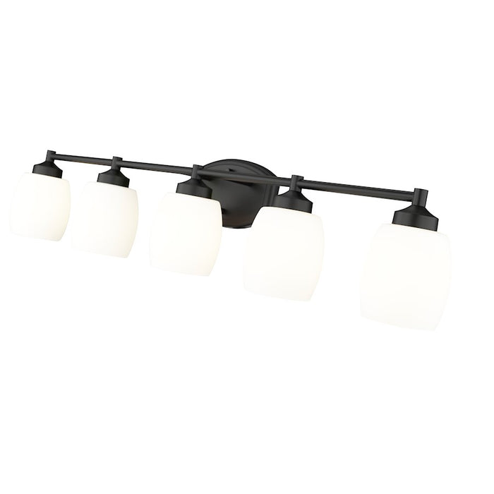 Z-Lite Kendrick 5 Light 39.25" Vanity, Matte Black/Matte Opal