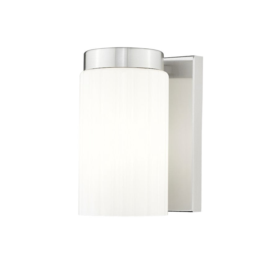 Z-Lite Burk 1 Light 4.25" Wall Sconce, Brushed Nickel/Matte Opal - 746-1S-BN