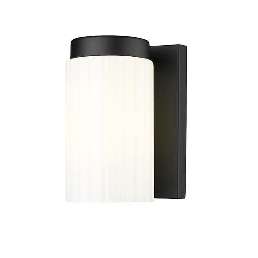 Z-Lite Burk 1 Light 4.25" Wall Sconce, Matte Black/Matte Opal - 746-1S-MB