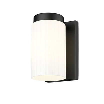 Burk 1 Light 4.25" Wall Sconce, Matte Black/Matte Opal