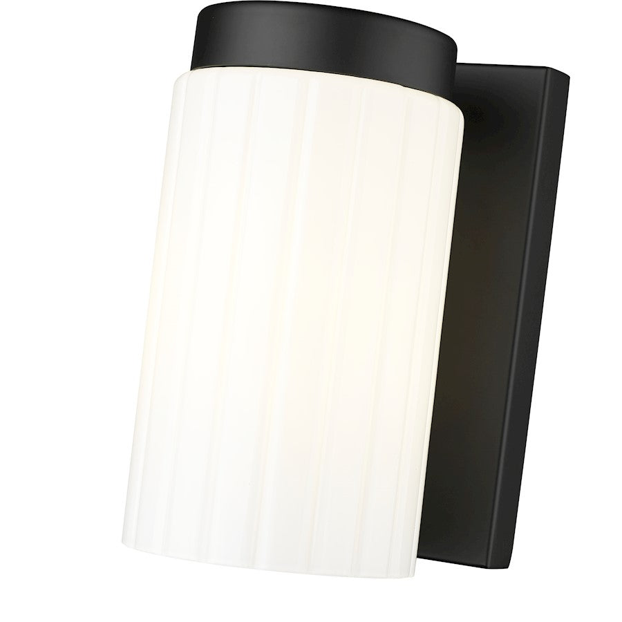 Burk 1 Light 4.25" Wall Sconce, Matte Black/Matte Opal