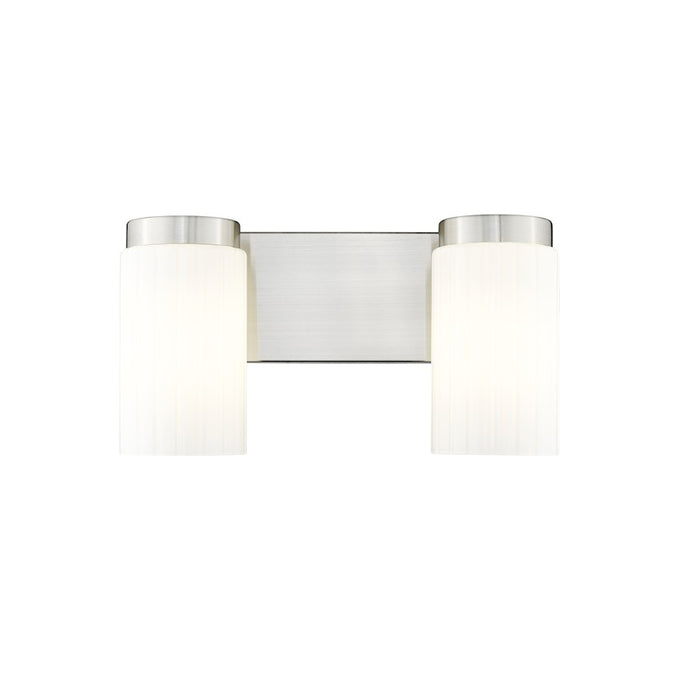 Z-Lite Burk 2 Light 13.75" Vanity, Brushed Nickel/Matte Opal