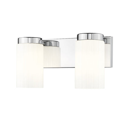 Z-Lite Burk 2 Light 13.75" Vanity, Chrome/Matte Opal - 746-2V-CH