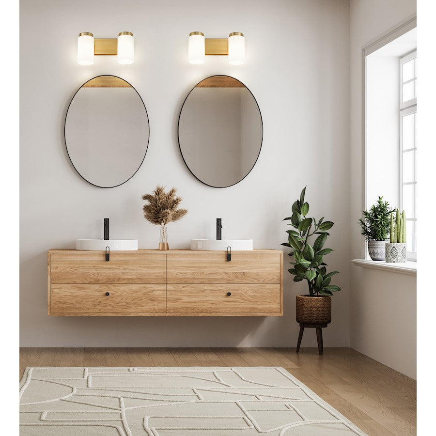 2 Light 14" Bathroom Vanity Light, Luxe Gold